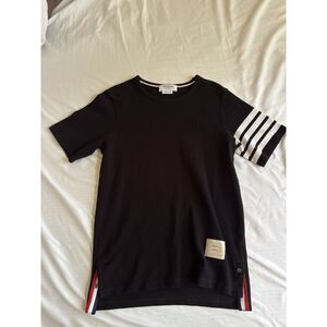 Thom Browne Plain Black Ribbed T-Shirt